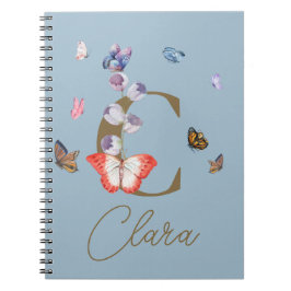 Cuaderno Regalo floral colorido de mariposa personalizado