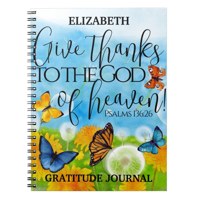 Cuaderno Regalo floral cristiano gracias Biblia Gratitude V (Frente)