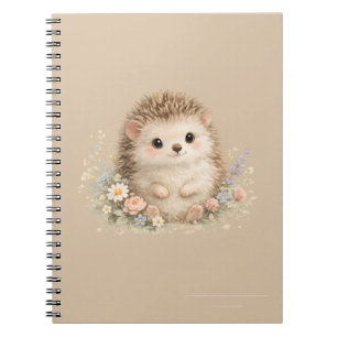 Cuaderno Regalo floral de Cottagecore de erizo Kawaii
