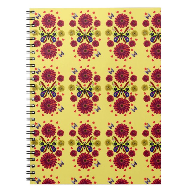Cuaderno Regalo floral personalizado de mariposa primaveral (Frente)