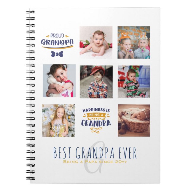 Cuaderno REGALO GRANDPA COLLAGE DE FOTOS Orgulloso Papa Pop (Frente)