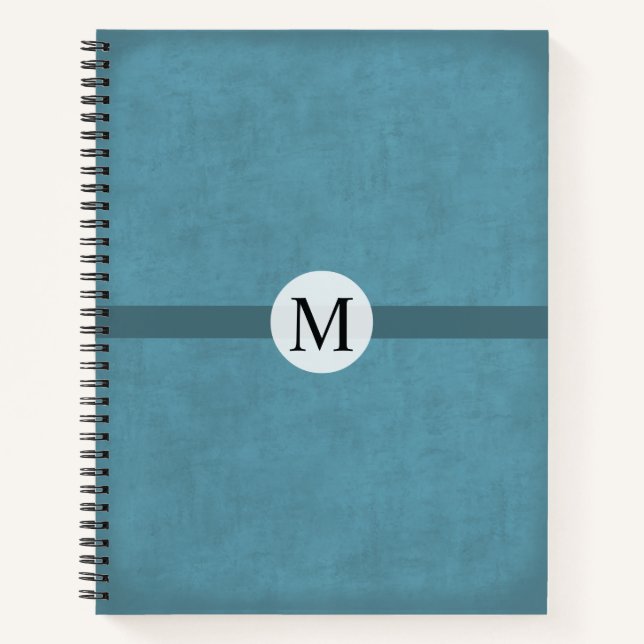 Cuaderno Regalo monogramado para él afligido masculino azul (Anverso)