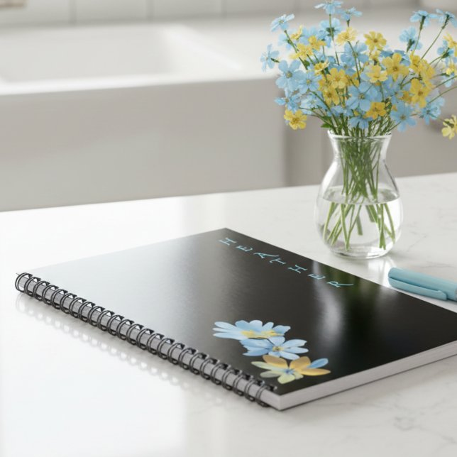 Cuaderno Regalo Negro Personalizado Boho Wildflower para El (Subido por el creador)