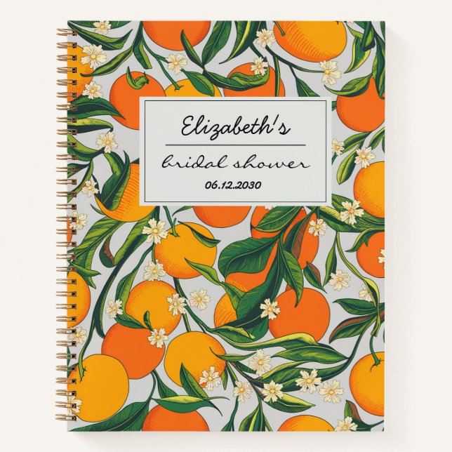 Cuaderno Regalo Nupcial de Patrón Floral de Frutas Cítricas (Anverso)