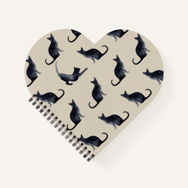 Cuaderno Regalo para amantes de los gatos Gato negro acuare (Anverso)