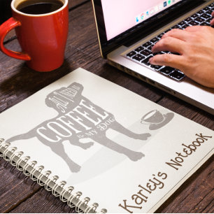 Cuaderno Regalo personalizado de amante del café de perro