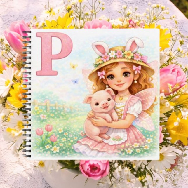 Cuaderno Regalo personalizado de cerdo P para niñas (Subido por el creador)