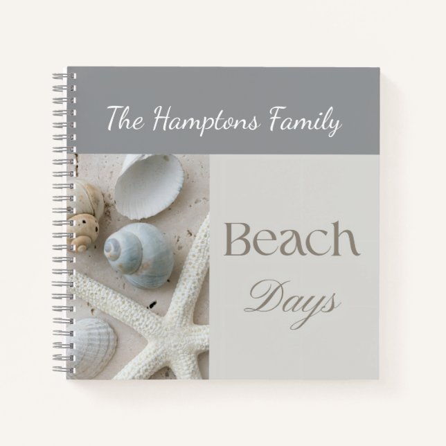 Cuaderno Regalo Personalizado de Conchas Marinas Costeras p (Anverso)