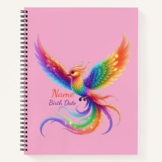 Cuaderno Regalo Personalizado de Cumpleaños Fénix Arcoíris