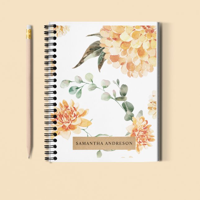 Cuaderno Regalo personalizado de flores modernas amarillo y (Subido por el creador)