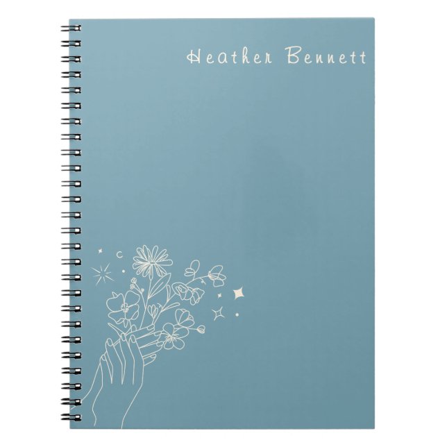 Cuaderno Regalo personalizado de flores silvestres bohemio  (Frente)