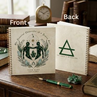 Cuaderno Regalo personalizado de Géminis esmeralda y oro