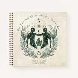 Cuaderno Regalo personalizado de Géminis esmeralda y oro