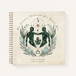 Cuaderno Regalo personalizado de Géminis esmeralda y oro