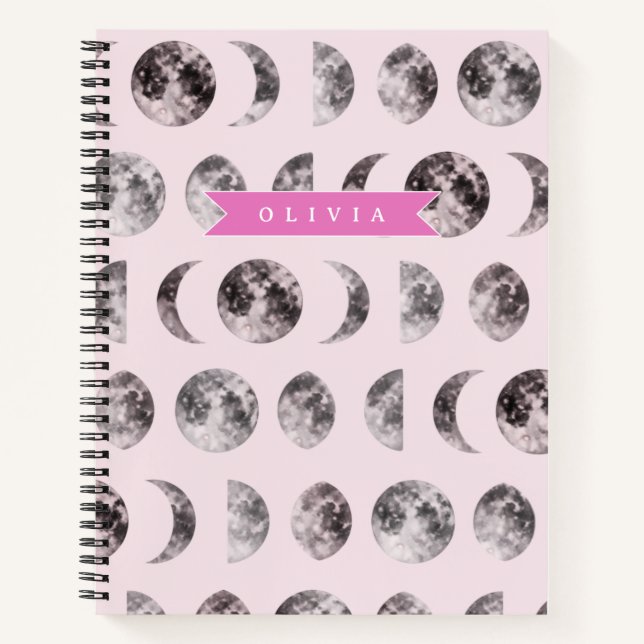 Cuaderno Regalo Personalizado de Nombre Celestial con Fase  (Anverso)