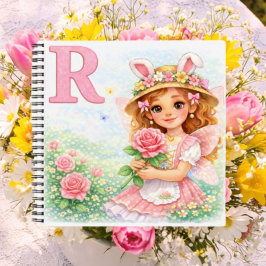 Cuaderno Regalo personalizado de rosa R para niñas