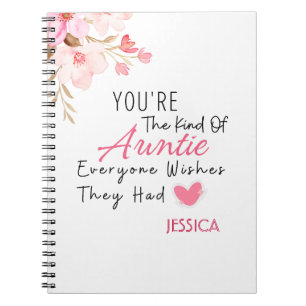 Cuaderno Regalo personalizado de tía floral elegante con ru
