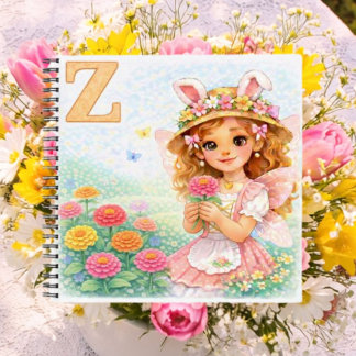 Cuaderno Regalo Personalizado de Z Floral Zinnia para Niñas