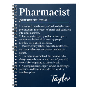 Cuaderno Regalo Personalizado Definición de Farmacéutico Az