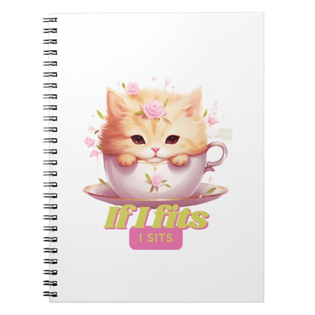 Cuaderno Regalos de aficionados al gato, cita graciosa (Frente)