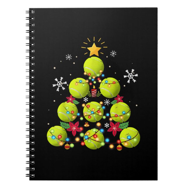 Cuaderno regalos de árboles de navidad de tenis (Frente)
