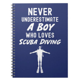 Cuaderno Regalos de buceo en azul marino para niño buzo par