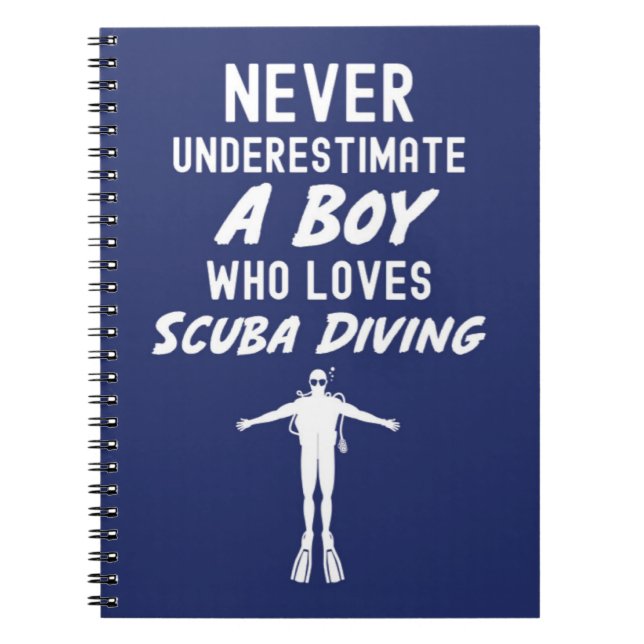 Cuaderno Regalos de buceo Scuba Azul Marino para niño buzo  (Frente)