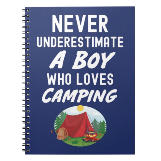 Cuaderno Regalos de camping azules navy lindos para niños y (Frente)