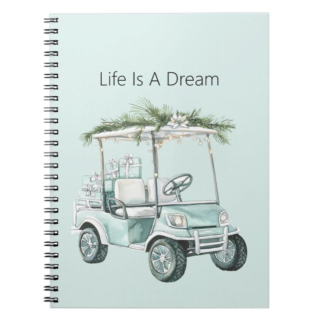 Cuaderno Regalos De Carro De Golf Azules De La Vida Es Un S (Frente)