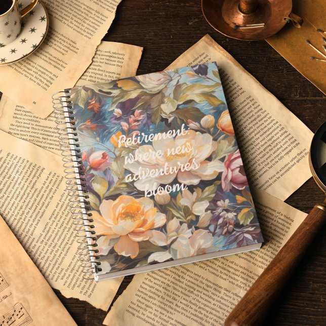 Cuaderno Regalos de jubilación de Personalizados de flores  (Vintage Wildflower Custom Retirement Gifts for Her)