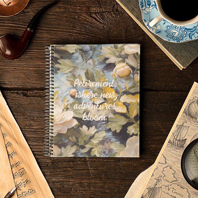 Cuaderno Regalos de jubilación de Personalizados en flor rú (Rustic Blooms Custom Retirement Gifts for Her)