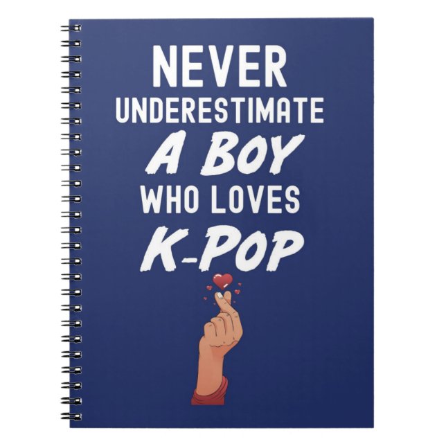 Cuaderno Regalos de Kpop azul marino para niños dedo corazó (Frente)
