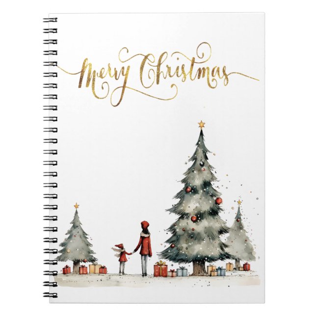 Cuaderno regalos de Navidad bajo el árbol (Frente)