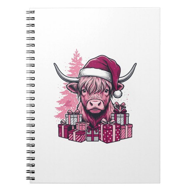 Cuaderno Regalos de Navidad de Vaca de las Tierras Altas Ro (Frente)