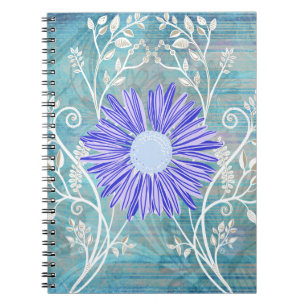 Cuaderno Regalos de patrón de flores de margarita azul boni