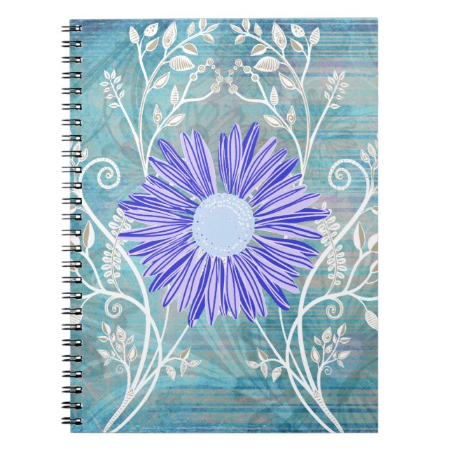 Cuaderno Regalos de patrón de flores de margarita azul boni (Frente)