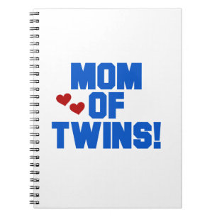 Cuaderno Regalos de texto azules de mamá de gemelos