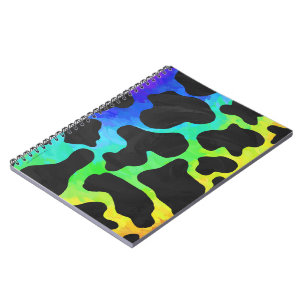 Cuaderno Regalos de vaca negro y arcoiris