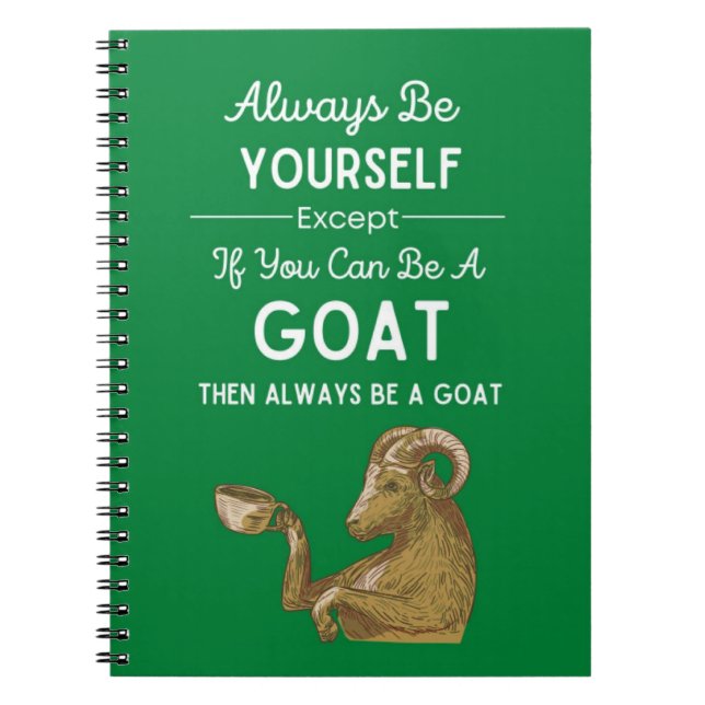 Cuaderno Regalos divertidos de cabra verde linda con tema d (Frente)