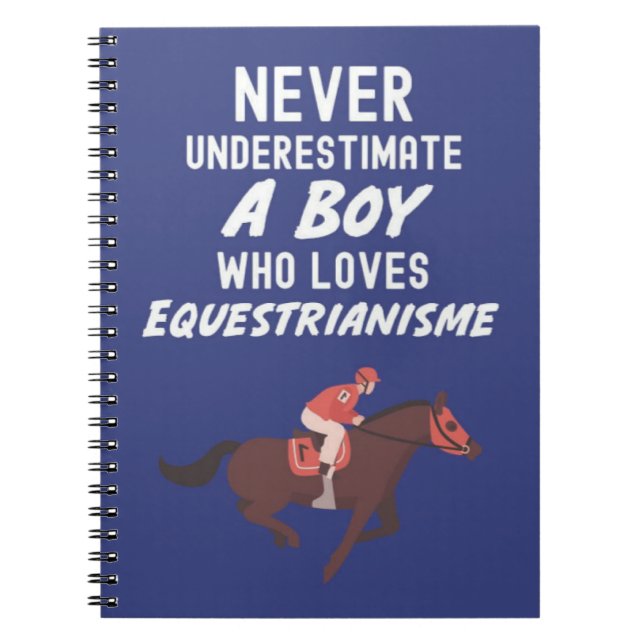 Cuaderno Regalos lindos de equitación de caballo azul marin (Frente)