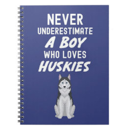 Cuaderno Regalos lindos de husky azul marino para niños y b
