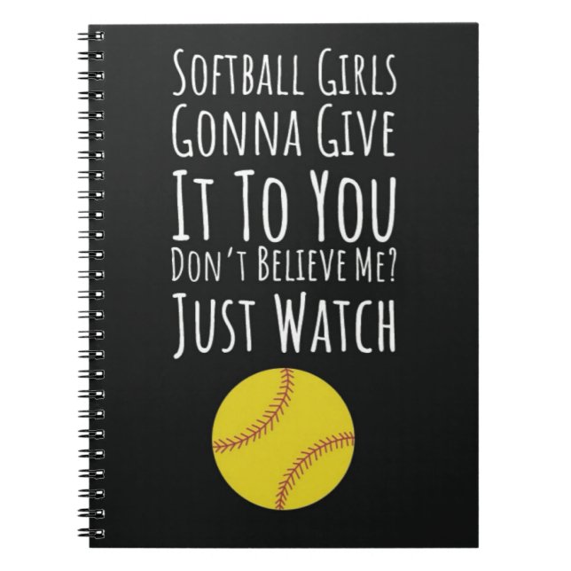Cuaderno Regalos Lindos para Niñas de Softbol para el Equip (Frente)