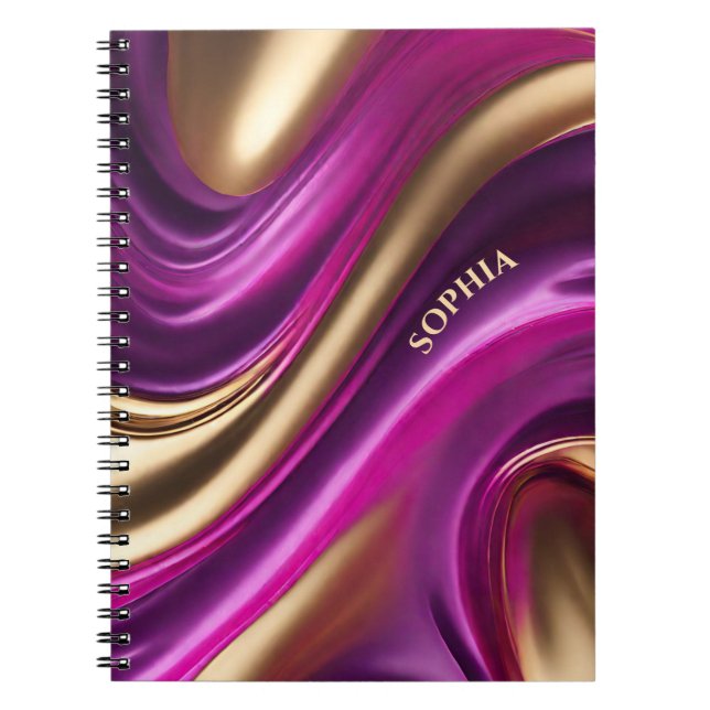 Cuaderno Regalos modernos para ella- Rosa morado y oro- (Frente)