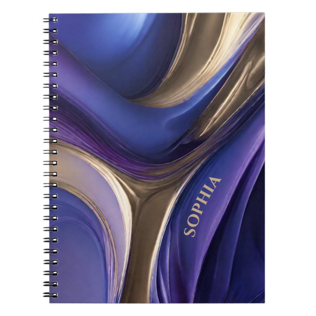Cuaderno Regalos modernos para su azul, morado y oro (Frente)
