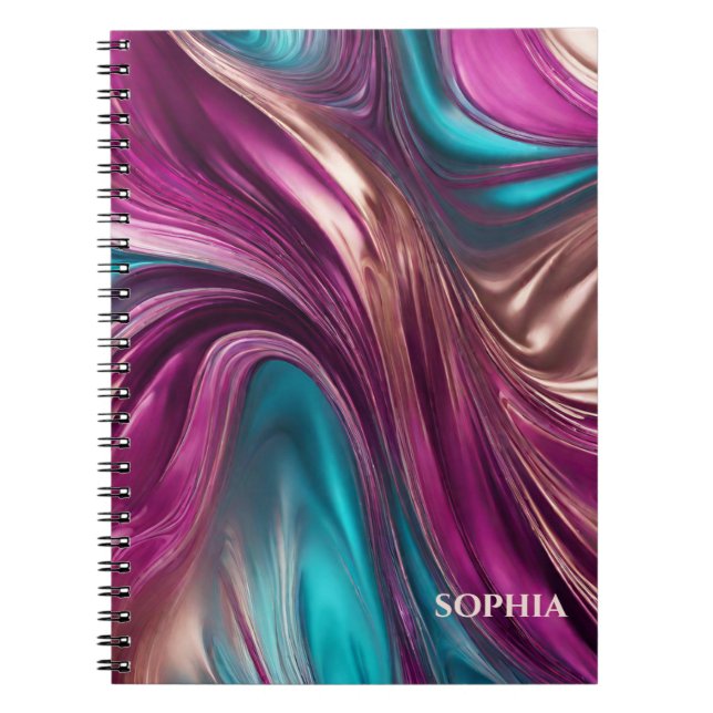 Cuaderno Regalos modernos para su-magenta, turquesa y oro- (Frente)