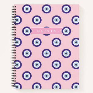 Cuaderno Regalos Personalizados con Patrón de Ojo Malo Rosa