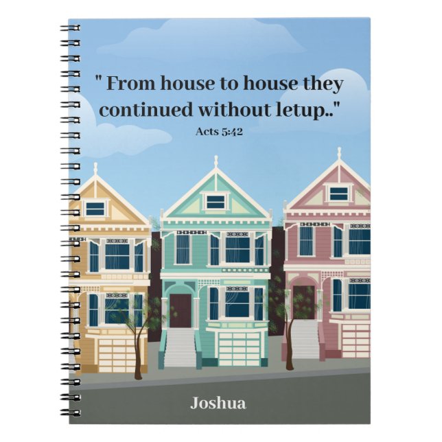 Cuaderno Regalos pioneros JW Actos 5:42 personalizados (Frente)