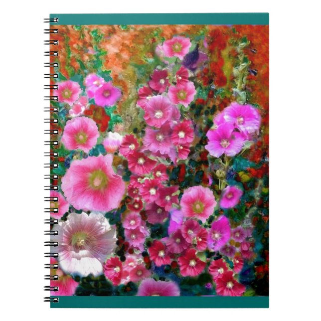 Cuaderno Regalos rosados del jardín del Hollyhock por (Frente)