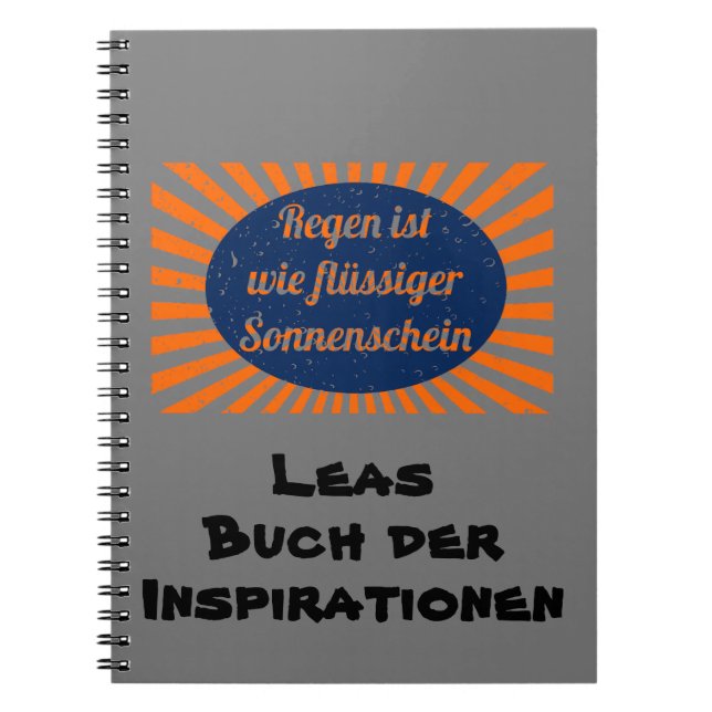 Cuaderno Regen flüssiger Sonnenschein mit Namen (Frente)