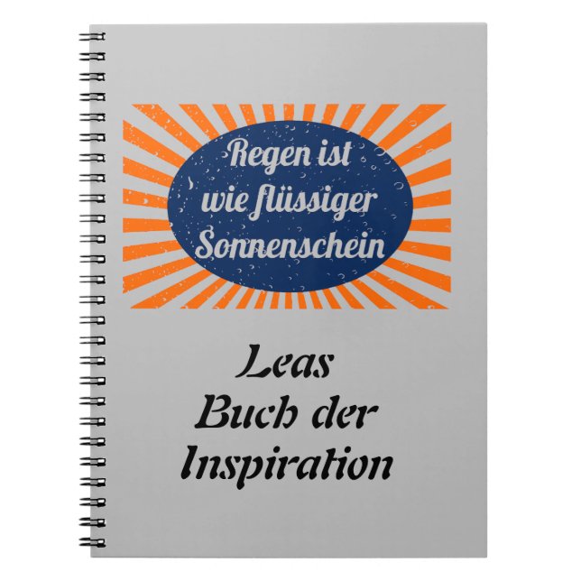 Cuaderno Regen flüssiger Sonnenschein mit Namen (Frente)